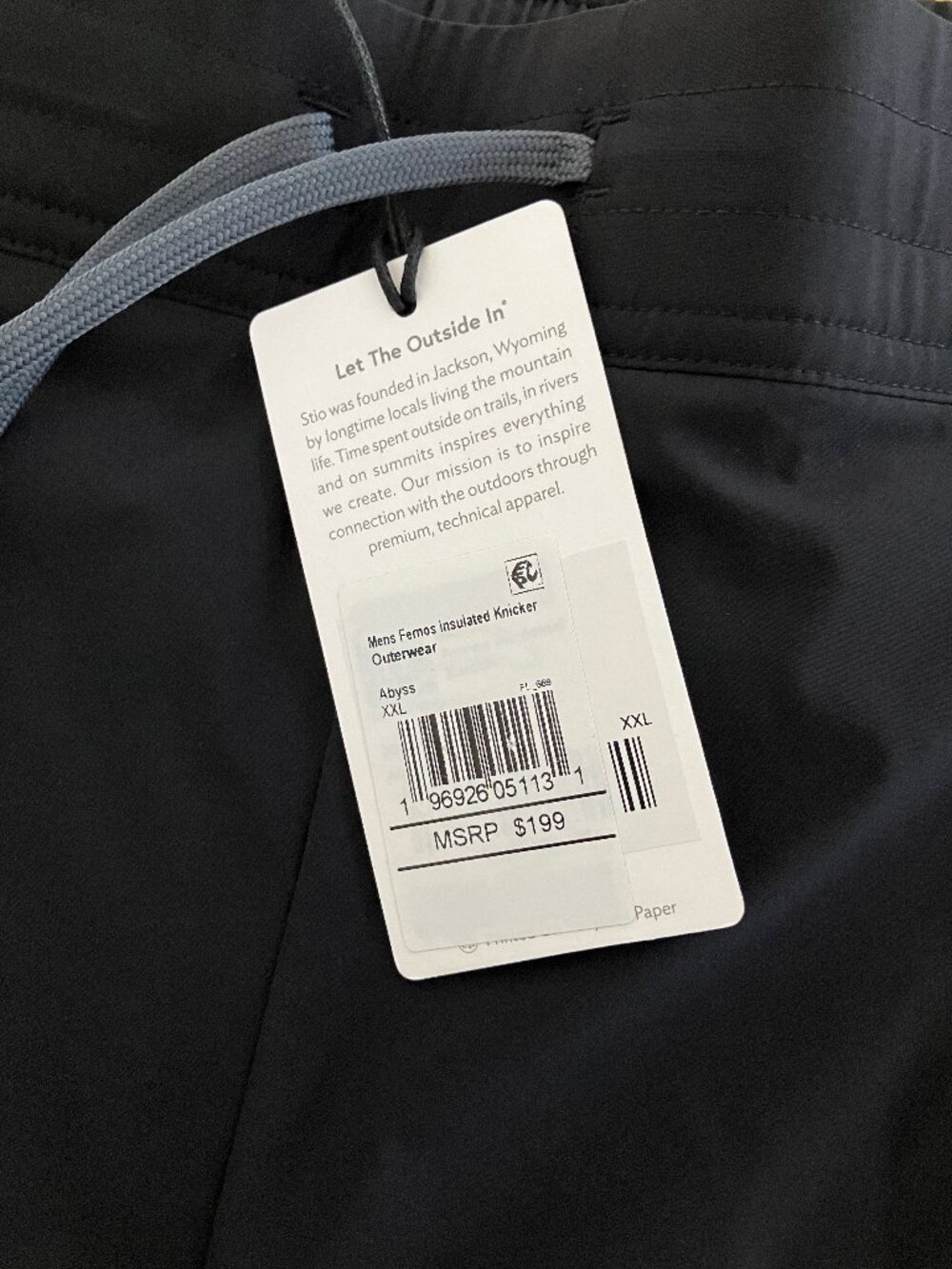 Stio Men's Fernos Insulated Knicker Abyss Black Size S/ L / XL /XXL NWT $199MSRP - Picture 15 of 16